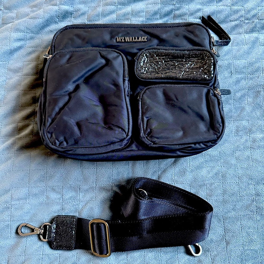 MZ Wallace Madison Crossbody Bag with Sequin/Sparkle pocket detailing